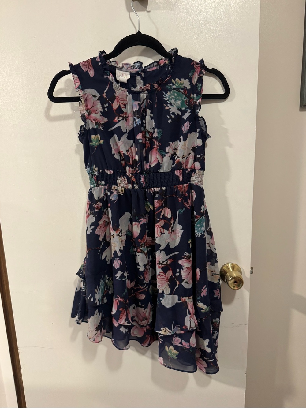 CRB Girl Floral Print Sheer High-Low Layered Dress Size 14